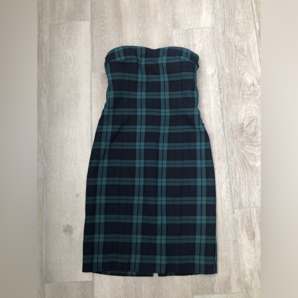 Club Monaco Strapless Black and Green Dress